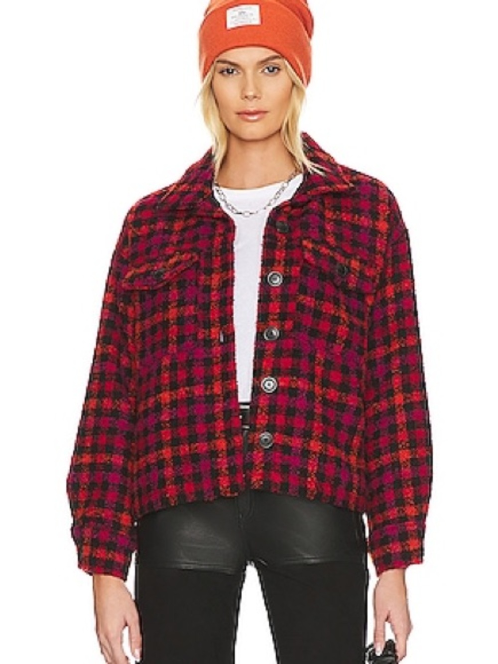 NWT Sanctuary X Anthropologie The Shacket Jacket Wool Blend small checkered